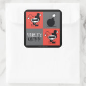Chibi Harley Quinn Checker Pattern Vierkante Sticker (Tas)