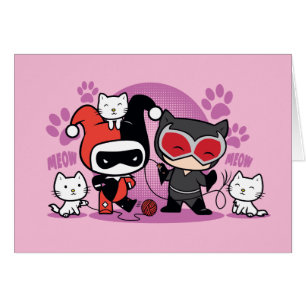 Chibi Harley Quinn en Chibi Catoman met katten