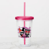 Chibi Harley Quinn en Chibi Catoman met katten Acryl Drinkbeker (Voorkant)