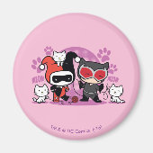 Chibi Harley Quinn en Chibi Catoman met katten Magneet (Voorkant)