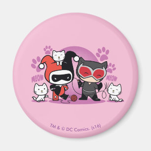 Chibi Harley Quinn en Chibi Catoman met katten Magneet
