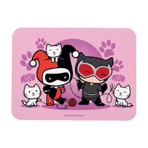 Chibi Harley Quinn en Chibi Catoman met katten Magneet