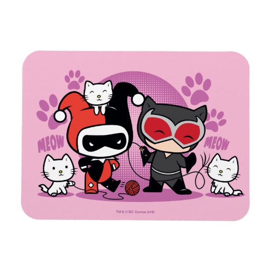 Chibi Harley Quinn en Chibi Catoman met katten Magneet (Horizontaal)