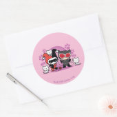 Chibi Harley Quinn en Chibi Catoman met katten Ronde Sticker (Envelop)