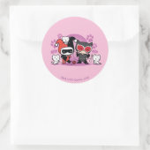 Chibi Harley Quinn en Chibi Catoman met katten Ronde Sticker (Tas)