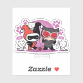 Chibi Harley Quinn en Chibi Catoman met katten Sticker (Vel)