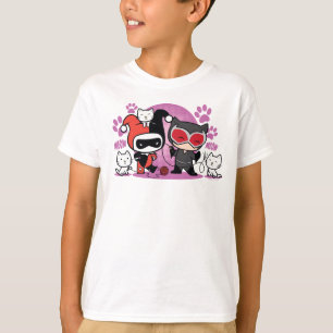 Chibi Harley Quinn en Chibi Catoman met katten T-shirt