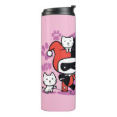 Chibi Harley Quinn en Chibi Catoman met katten Thermosbeker (Gedraaid links)