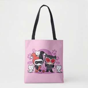Chibi Harley Quinn en Chibi Catoman met katten Tote Bag