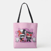 Chibi Harley Quinn en Chibi Catoman met katten Tote Bag (Achterkant)