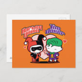Chibi Harley Quinn en Chibi Joker Hearts Briefkaart (Voorkant / Achterkant)