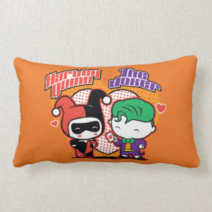 Chibi Harley Quinn en Chibi Joker Hearts Kussen