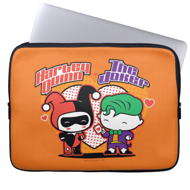 Chibi Harley Quinn en Chibi Joker Hearts Laptop Sleeve (Voorkant)