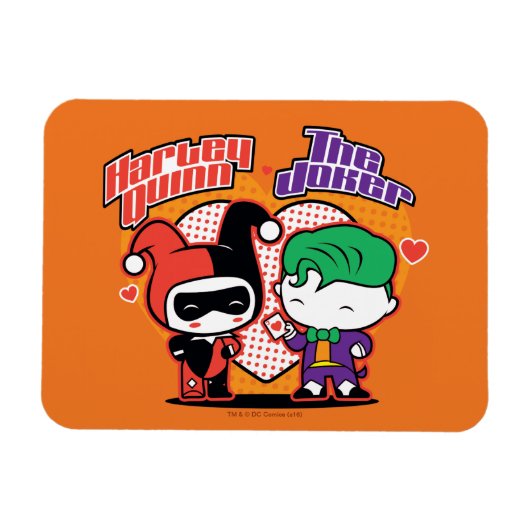 Chibi Harley Quinn en Chibi Joker Hearts Magneet (Horizontaal)