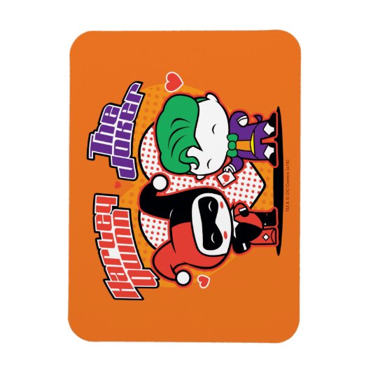 Chibi Harley Quinn en Chibi Joker Hearts Magneet (Verticaal)