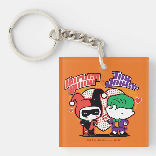 Chibi Harley Quinn en Chibi Joker Hearts Sleutelhanger (Voorkant)
