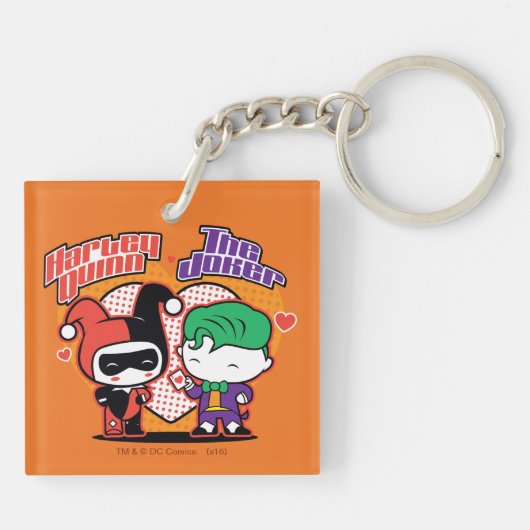 Chibi Harley Quinn en Chibi Joker Hearts Sleutelhanger (Achterkant)