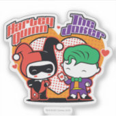 Chibi Harley Quinn en Chibi Joker Hearts Sticker (Voorkant)