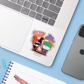 Chibi Harley Quinn en Chibi Joker Hearts Sticker (Laptop met iPhone)