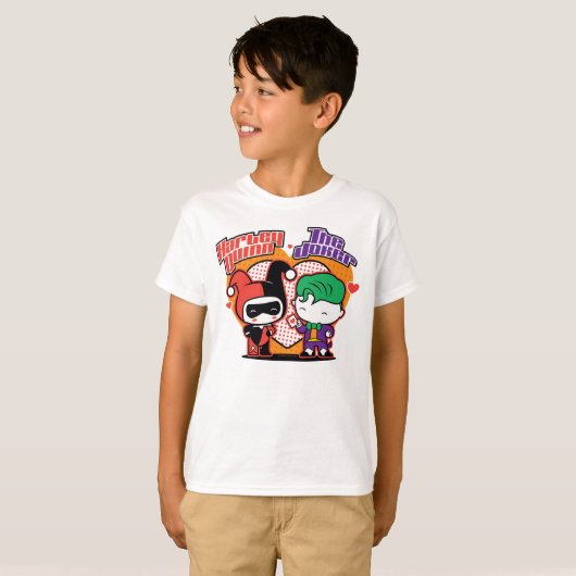 Chibi Harley Quinn en Chibi Joker Hearts T-shirt (Voorkant volledig)
