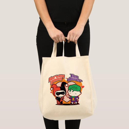 Chibi Harley Quinn en Chibi Joker Hearts Tote Bag (Voorkant (product))