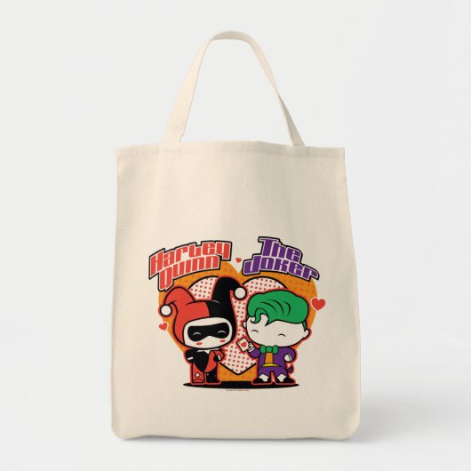 Chibi Harley Quinn en Chibi Joker Hearts Tote Bag (Voorkant)