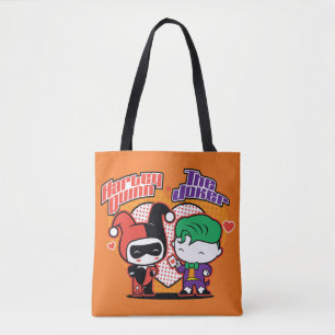 Chibi Harley Quinn en Chibi Joker Hearts Tote Bag
