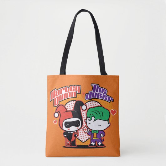 Chibi Harley Quinn en Chibi Joker Hearts Tote Bag (Voorkant)