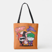 Chibi Harley Quinn en Chibi Joker Hearts Tote Bag (Achterkant)