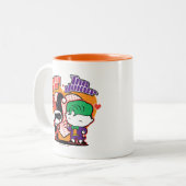 Chibi Harley Quinn en Chibi Joker Hearts Tweekleurige Koffiemok (Voorkant links)