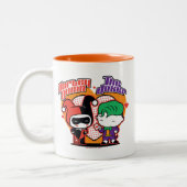 Chibi Harley Quinn en Chibi Joker Hearts Tweekleurige Koffiemok (Links)