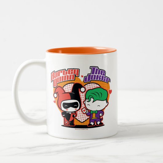 Chibi Harley Quinn en Chibi Joker Hearts Tweekleurige Koffiemok (Links)