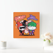 Chibi Harley Quinn en Chibi Joker Hearts Vierkante Klok (Huis)