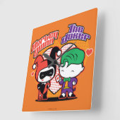 Chibi Harley Quinn en Chibi Joker Hearts Vierkante Klok (Hoek)