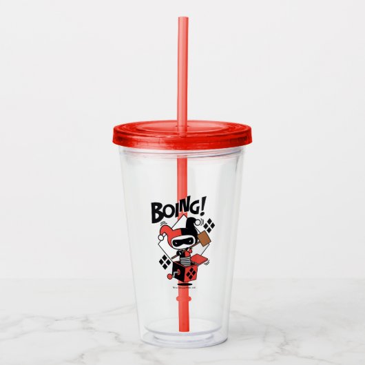 Chibi Harley-Quinn-In-A-Box met Hammer Acryl Drinkbeker (Voorkant)