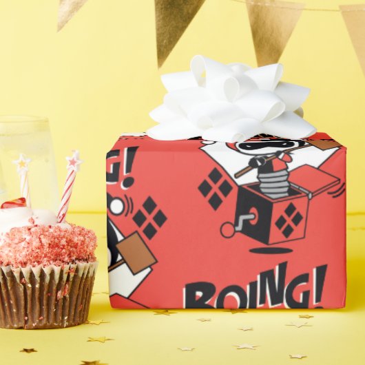 Chibi Harley-Quinn-In-A-Box met Hammer Cadeaupapier (Verjaardagsfeest)