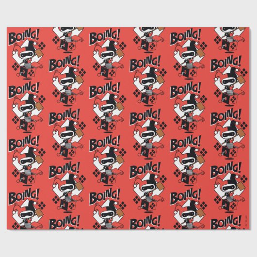 Chibi Harley-Quinn-In-A-Box met Hammer Cadeaupapier (Vlak)