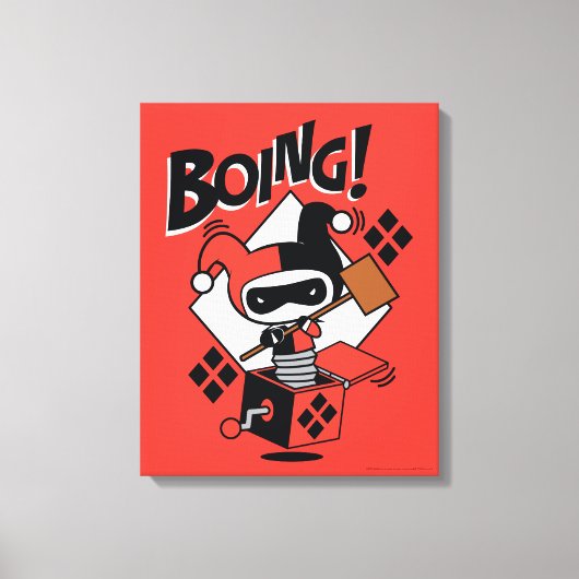 Chibi Harley-Quinn-In-A-Box met Hammer Canvas Afdruk (Voorkant)