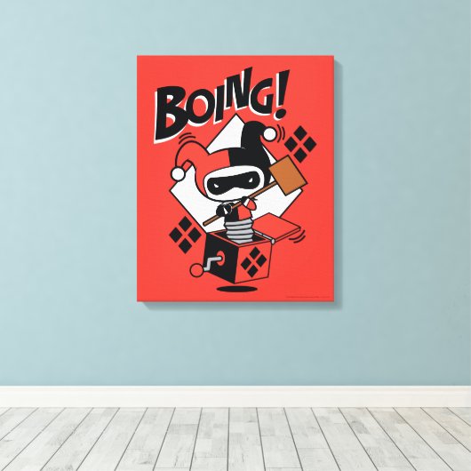 Chibi Harley-Quinn-In-A-Box met Hammer Canvas Afdruk (Insitu (Houten vloer))