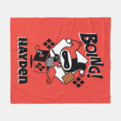 Chibi Harley-Quinn-In-A-Box met Hammer Fleece Deken (Voorkant (Horizontaal))
