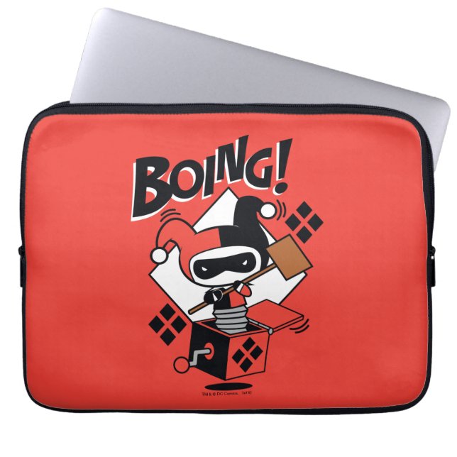 Chibi Harley-Quinn-In-A-Box met Hammer Laptop Sleeve (Voorkant)