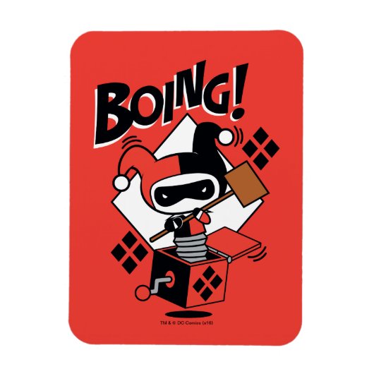 Chibi Harley-Quinn-In-A-Box met Hammer Magneet (Verticaal)