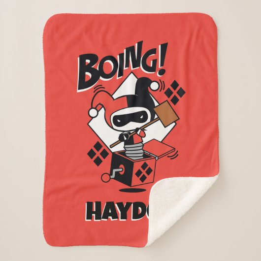 Chibi Harley-Quinn-In-A-Box met Hammer Sherpa Deken (Voorkant)