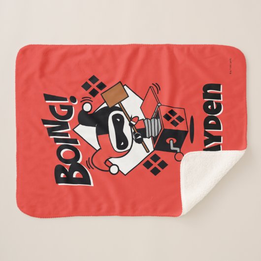 Chibi Harley-Quinn-In-A-Box met Hammer Sherpa Deken (Voorkant (horizontaal))