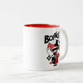 Chibi Harley-Quinn-In-A-Box met Hammer Tweekleurige Koffiemok (Voorkant rechts)
