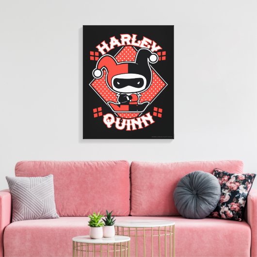 Chibi Harley Quinn Splits Canvas Afdruk (Insitu (Woonkamer))