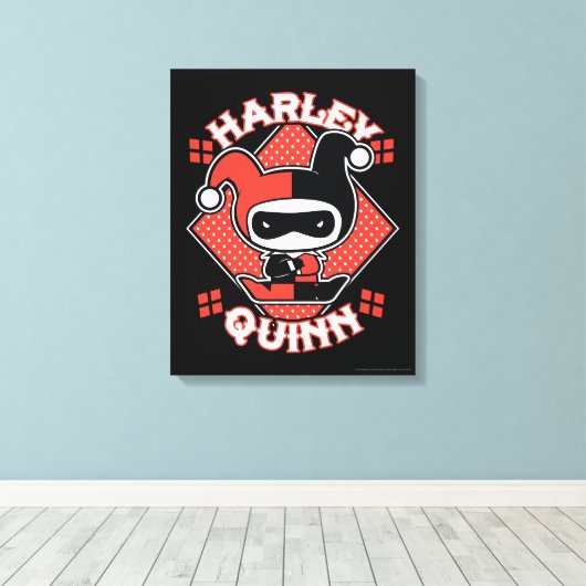 Chibi Harley Quinn Splits Canvas Afdruk (Insitu (Houten vloer))