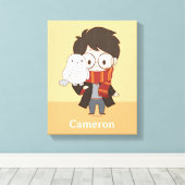 Chibi HARRY POTTER™ & Hedwig Canvas Afdruk (Insitu (Houten vloer))