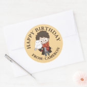 Chibi HARRY POTTER™ & Hedwig | Gefeliciteerd Ronde Sticker (Envelop)