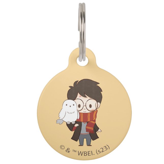 Chibi HARRY POTTER™ & Hedwig Huisdierpenning (Voorkant)